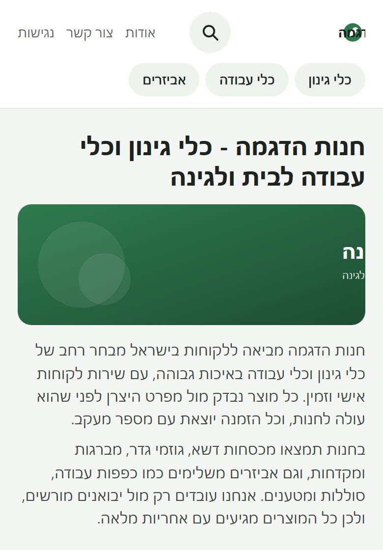 צילום טלפון של ראש העמוד בחנות הדגמה: החיפוש מוסתר מאחורי אייקון